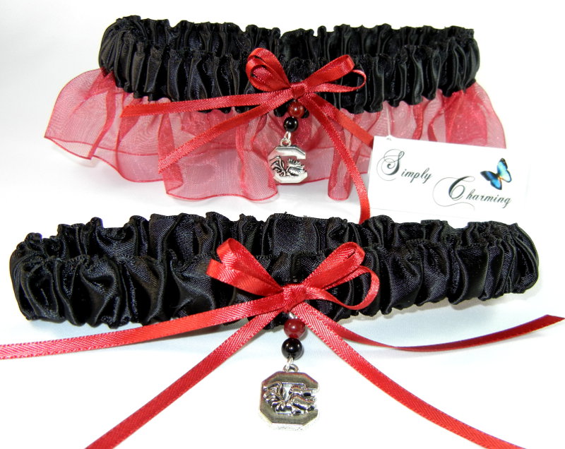 University of South Carolina Inspired Garter Set with Licensed Collegiate Charm